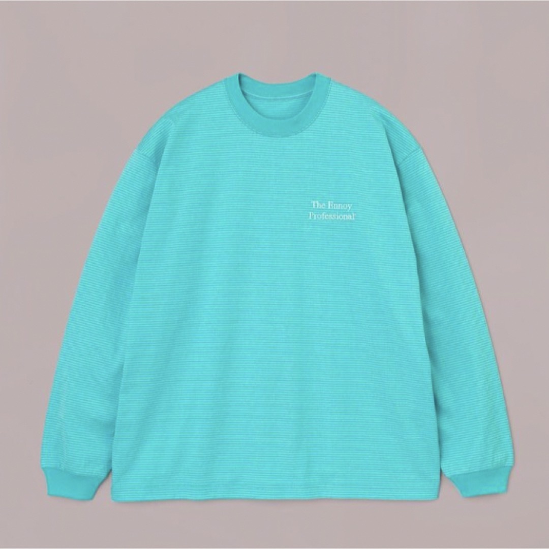 Tシャツ/カットソー(七分/長袖)ennoy BORDER  (MINT BLUE × WHITE) Mサイズ