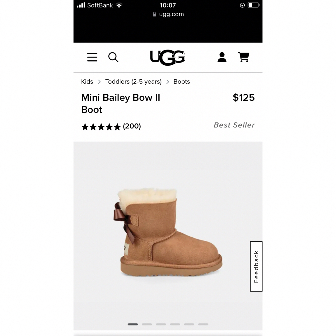 UGG(アグ)のUGG ムートンブーツ リボン 14.5cm キッズ/ベビー/マタニティのベビー靴/シューズ(~14cm)(ブーツ)の商品写真