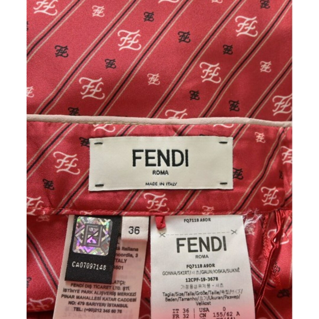 FENDI(フェンディ)のFENDI ロング・マキシ丈スカート 36(S位) 赤x黒x白(総柄) 【古着】【中古】 レディースのスカート(ロングスカート)の商品写真