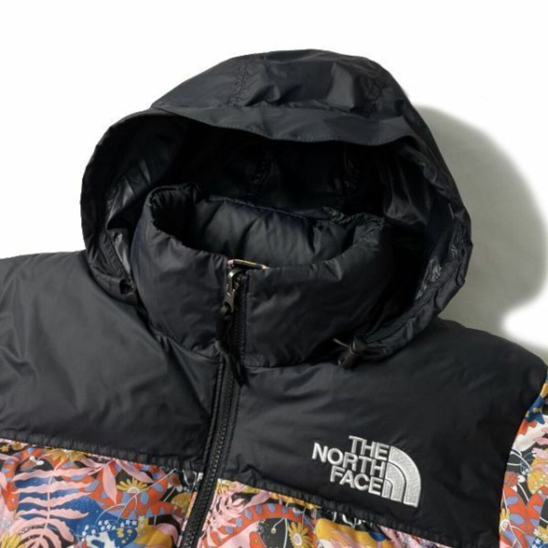 ノースフェイス W ダウン ヌプシ US限定(XL)ピンク 花柄 190122-