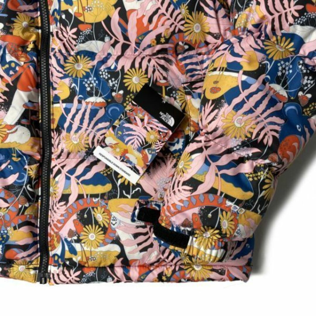 ノースフェイス W ダウン ヌプシ US限定(XL)ピンク 花柄 190122-