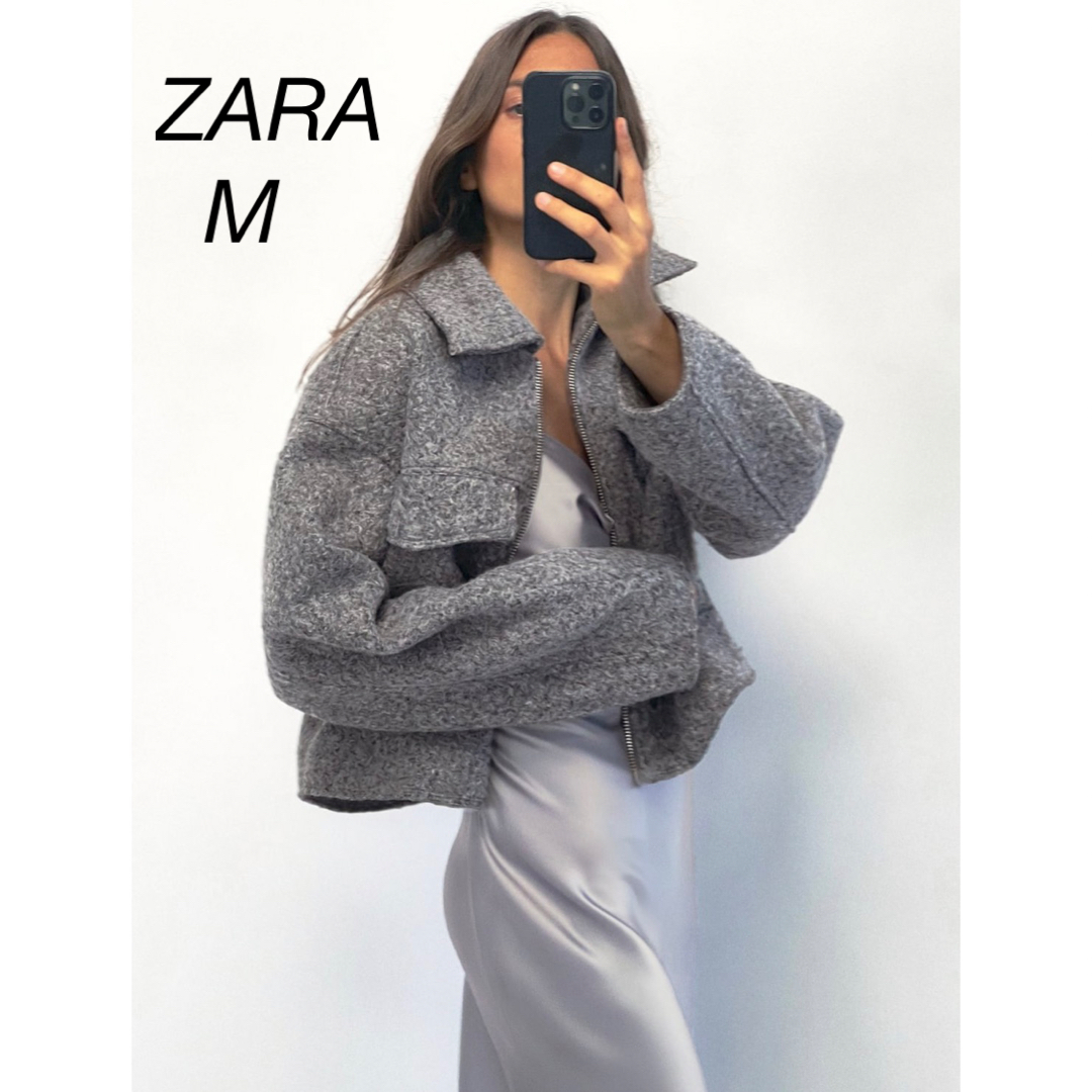 ZARA(ザラ)のZARA ブークレ クロップド ジャケット レディースのジャケット/アウター(ブルゾン)の商品写真