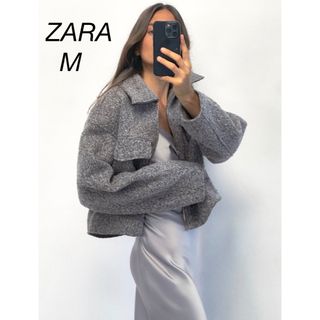 ザラ(ZARA)のZARA ブークレ クロップド ジャケット(ブルゾン)