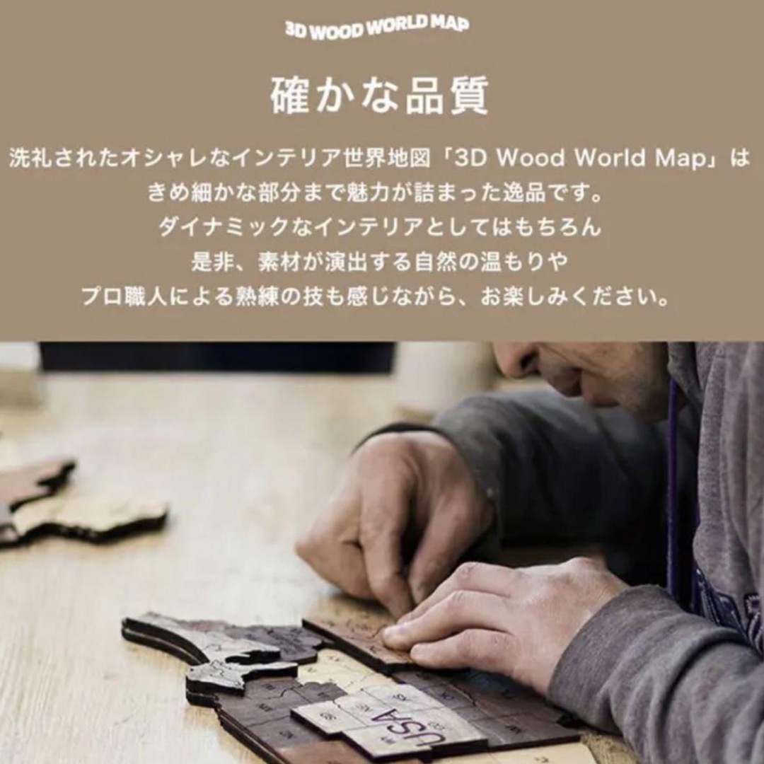エンジョイウッド ENJOY THE WOOD 南極大陸3D 壁掛け木製世界地図の