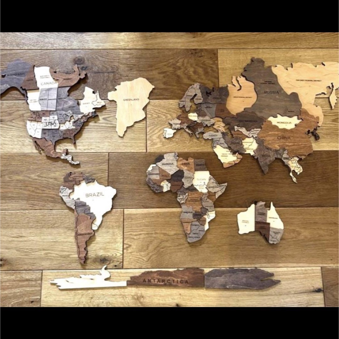 エンジョイウッド ENJOY THE WOOD 南極大陸3D 壁掛け木製世界地図