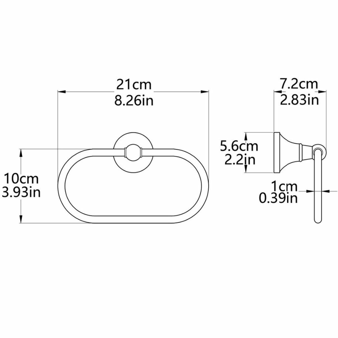 【色: カラー1】OUNONA タオルリング タオル掛け ステンレス タオルハン