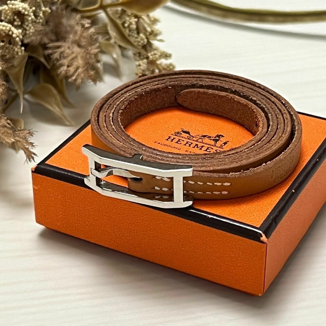 HERMES エルメス 3連 レザー バングル ブレスレット チョーカー-