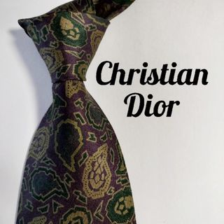 ディオール Dior ネクタイ 美品 ペイズリー パープル-