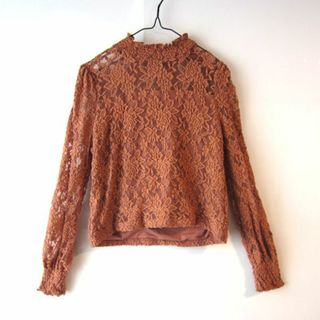 グレイル(GRL)の美品　グレイル　GRL　総レース長袖カットソー　レンガ色(カットソー(長袖/七分))