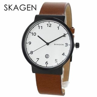 【電池交換済】SKAGEN/スカーゲン　デュアルタイム　メンズ　腕時計　革ベルト