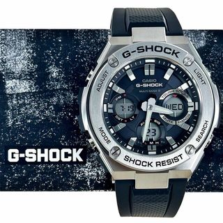 カシオ(CASIO)のCASIO G-SHOCK Gショック ジーショック カシオ メンズ 腕時計 アナデジ 電波ソーラー シルバー×ブラック 海外モデル GST-W110-1A(腕時計(デジタル))