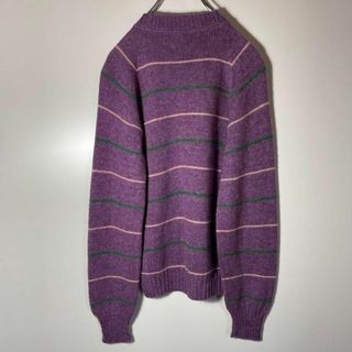 ロンドンガール❗️USA製60sヴィンテージニット紫ボーダー超美品【USA古着】