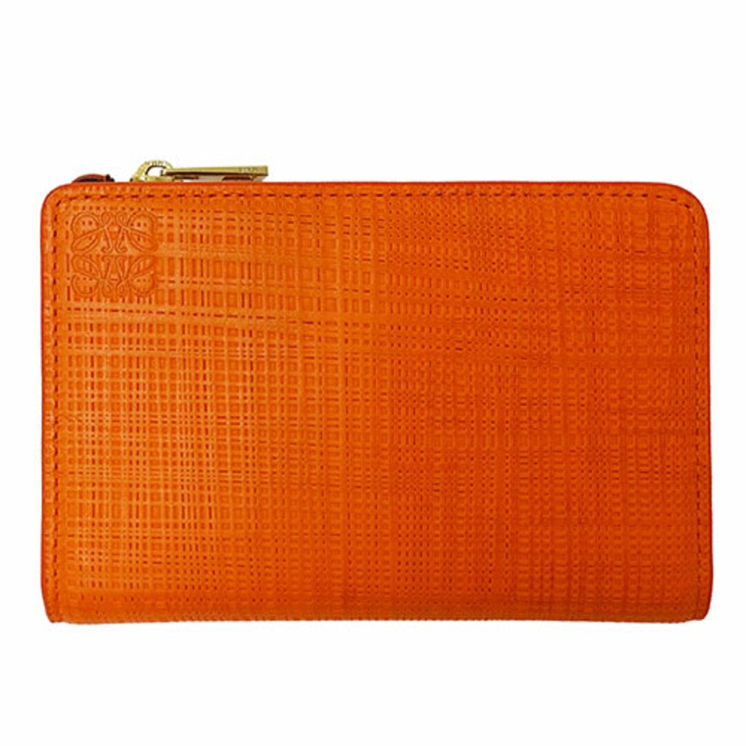 レザー製造国ロエベ LOEWE 財布 レディース ブランド アナグラム リネン 二つ折り財布  レザー オレンジ