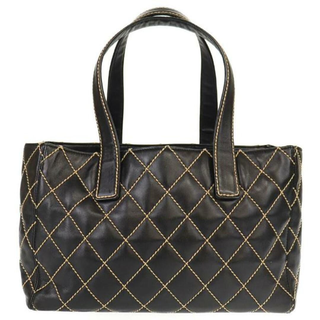シャネル トートバッグ ワイルドステッチ 中古 ブラック レザー CHANEL 【中古】 | ハンドバッグ バック レディース ファッション 黒 鞄 ハイブランド カバン キルティング ステッチ ABランク
