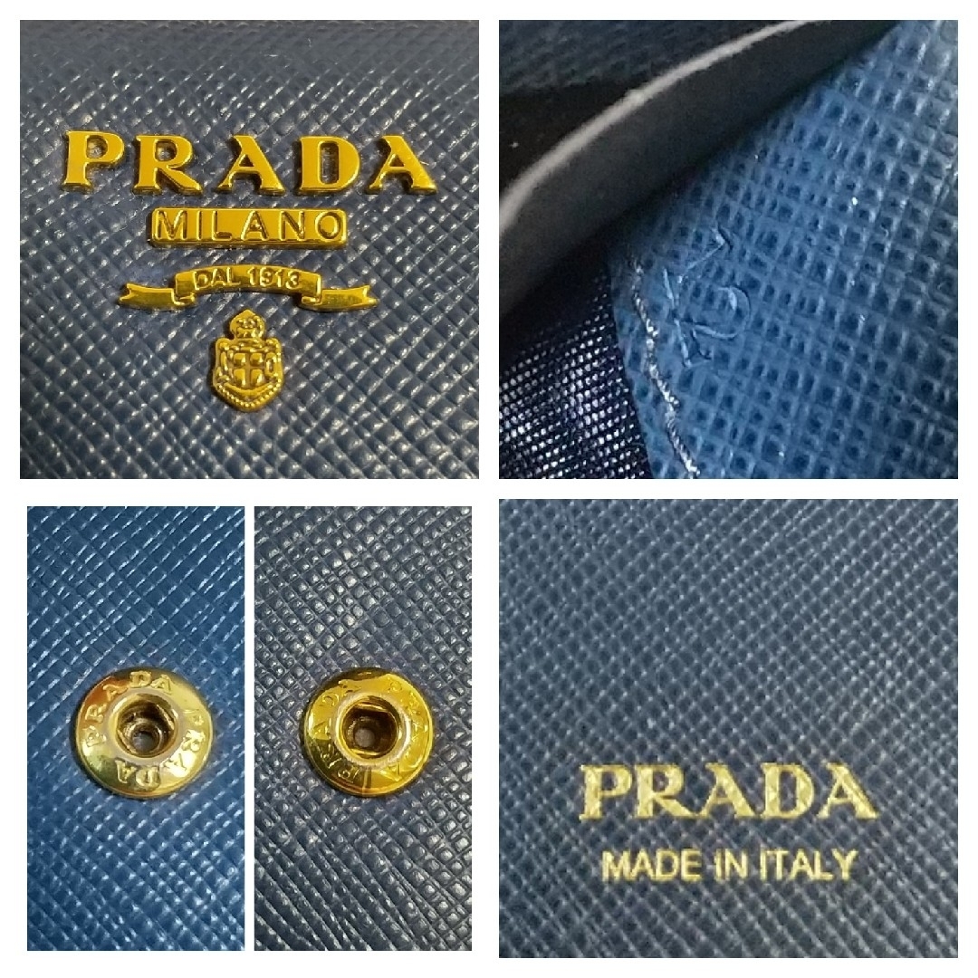 プラダ PRADA サフィアーノ リボン 6連キーケース ネイビー 紺