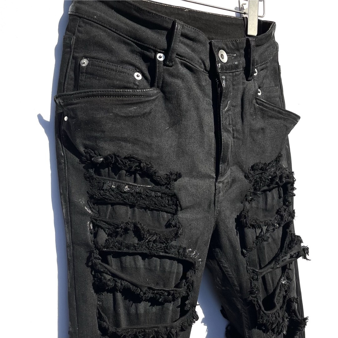 Rick Owens(リックオウエンス)の新品 RICK OWENS DRKSHDW ダメージ加工スキニーデニム 26 メンズのパンツ(デニム/ジーンズ)の商品写真