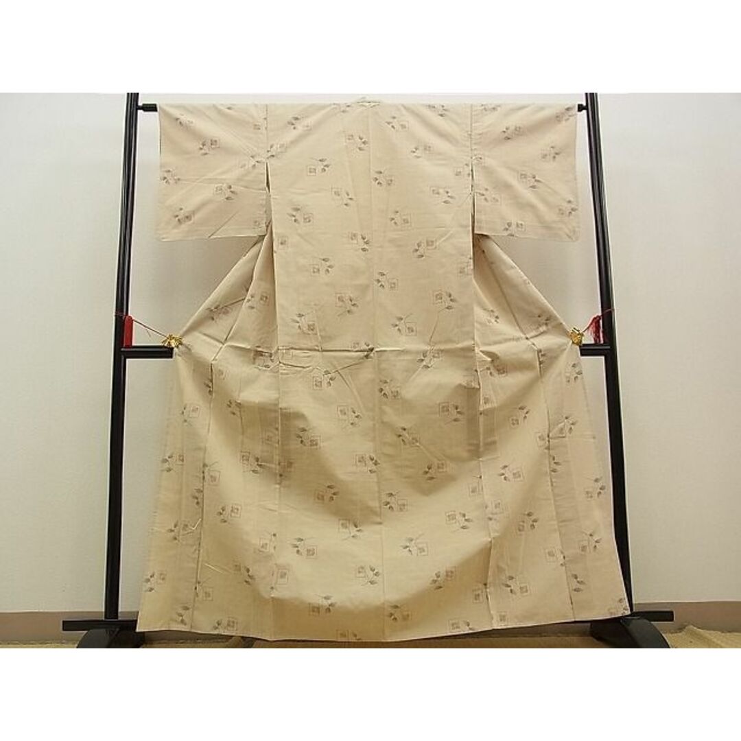 平和屋野田店■上質な紬 単衣 草花文 逸品 未使用 n-kg3423