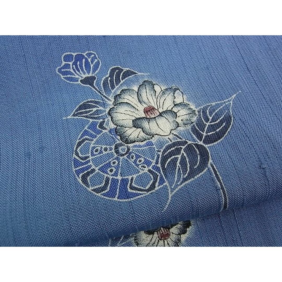 平和屋野田店■上質な紬 単衣 手描き 絞り 草花文 逸品 n-kg3425