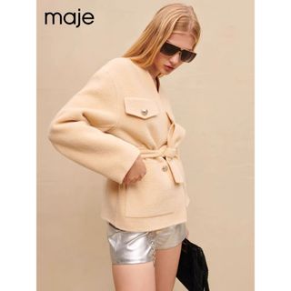 maje - ❤️maje2023新作新品 ベージュ ノーカラーコート オシャレ ...