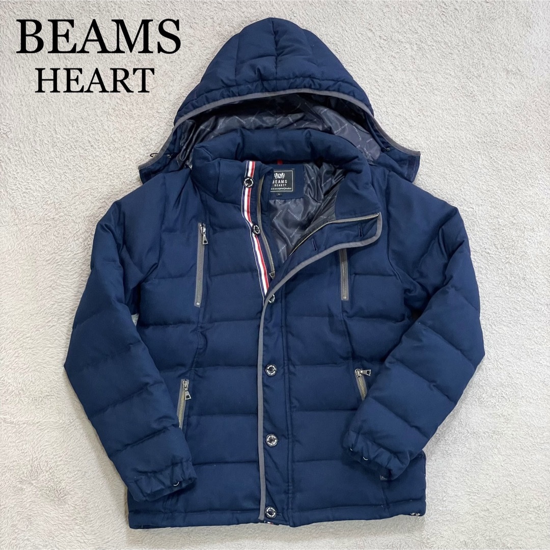 【美品】BEAMS HEART ダウンジャケット メンズ L ネイビー