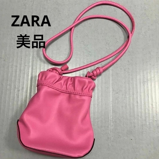 ZARA スマートフォンポーチ ピンク カード入れ ストラップ付 ポシェット