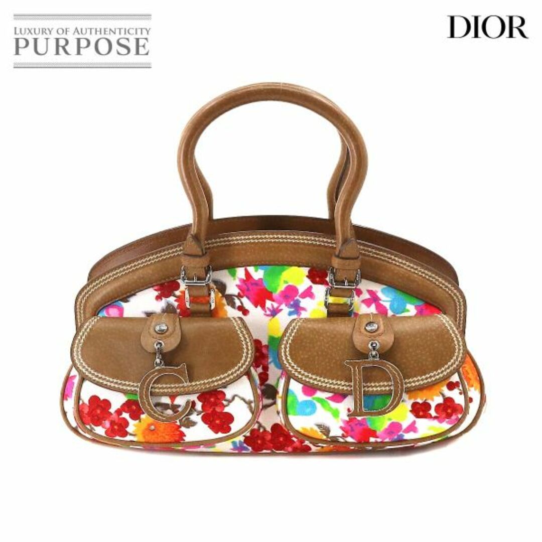 未使用 展示品 クリスチャン ディオール Christian Dior ハンド バッグ キャンバス レザー マルチカラー フラワー JPP44061 VLP 90208655