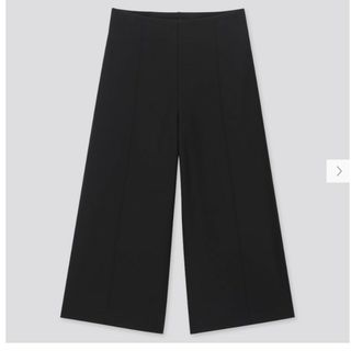 ユニクロ(UNIQLO)のユニクロ ポンチワイドクロップドパンツ  ブラック  224-418252(クロップドパンツ)