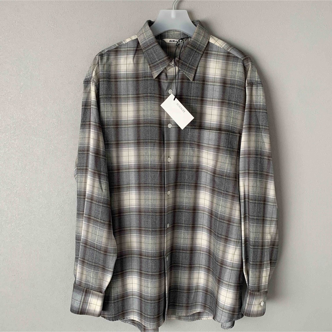 22AW AURALEE SUPER LIGHT CHECK SHIRTS 5