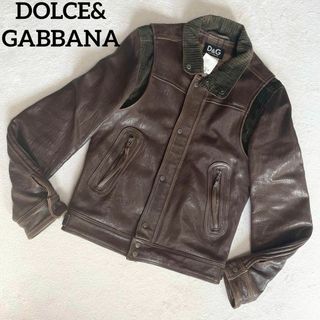 DOLCE & GABBANA ドルチェアンドガッバーナ デタッチャブルデザイン レザージャケット ブラウン