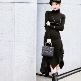 🉐Riu💖Rちゃん✨ビスチェ ドッキングタートルリブニットトップスの