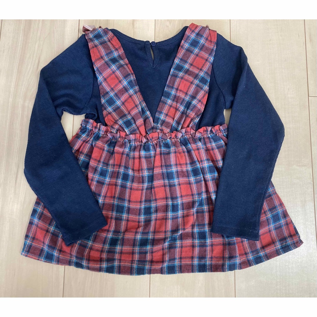 チェック柄　セットアップ キッズ/ベビー/マタニティのキッズ服女の子用(90cm~)(Tシャツ/カットソー)の商品写真