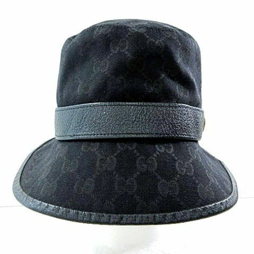 Gucci - グッチ バケット ハット 帽子 GGキャンバス 総柄 レザー M