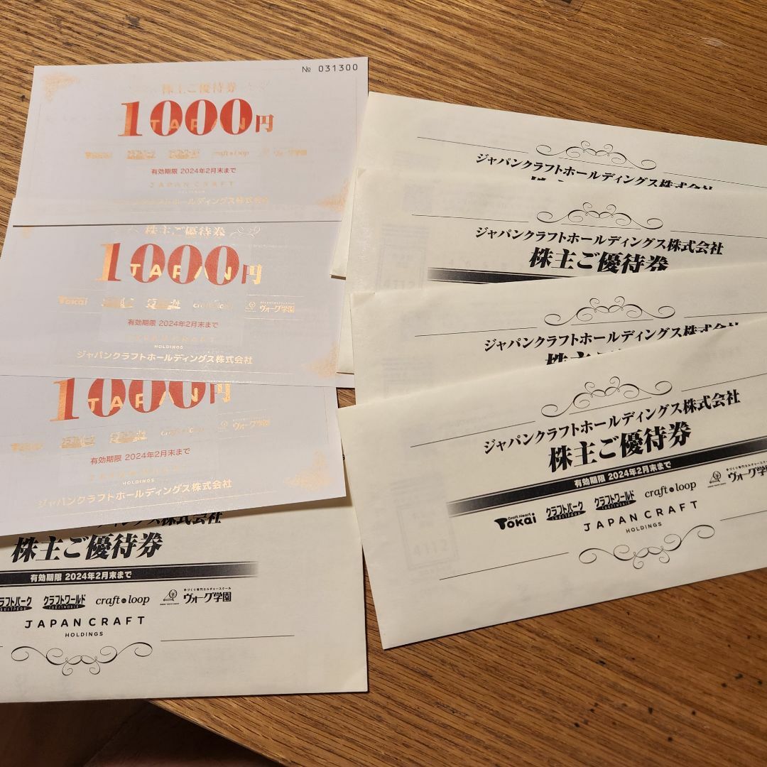 ジャパンクラフト　株主優待15000円分