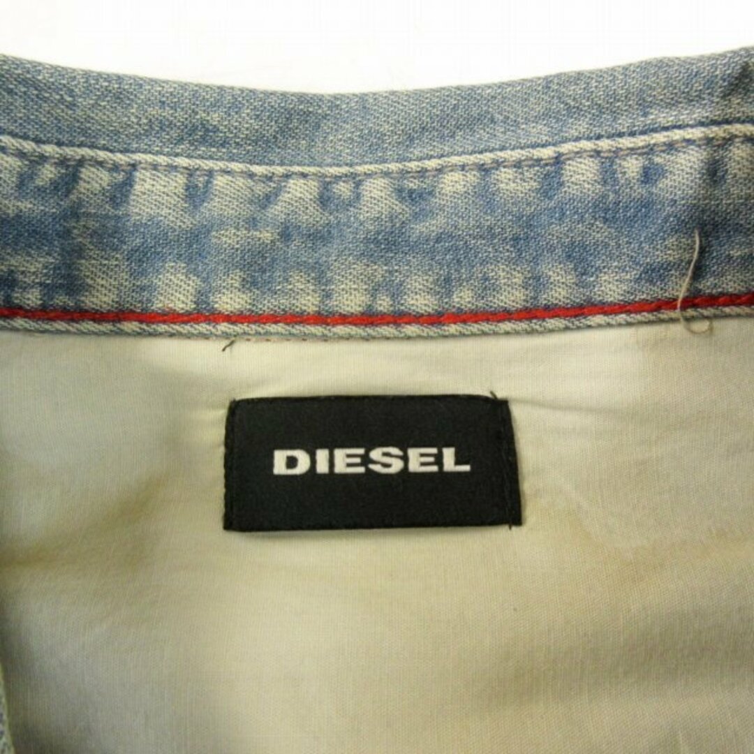 DIESEL(ディーゼル)のディーゼル デニムシャツ ウエスタンシャツ USED加工 長袖 水色 XS メンズのトップス(シャツ)の商品写真