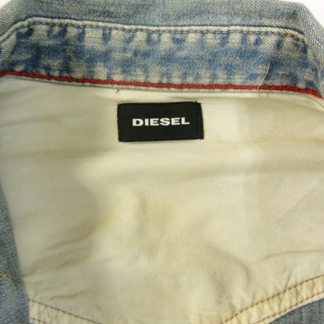 DIESEL(ディーゼル)のディーゼル デニムシャツ ウエスタンシャツ USED加工 長袖 水色 XS メンズのトップス(シャツ)の商品写真