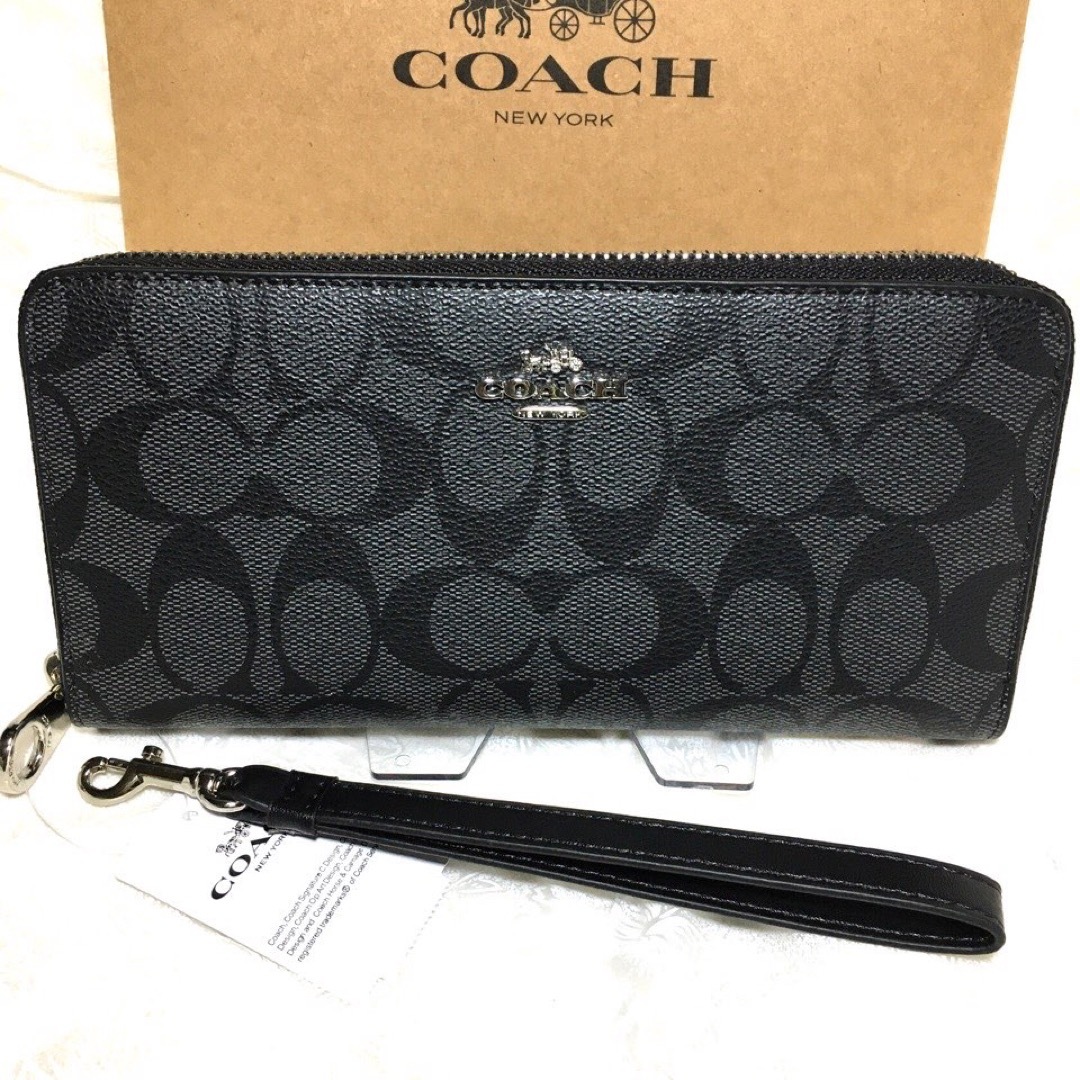 COACH(コーチ)のギフト⭕️ コーチ 人気のブラック×チャコール 男女 長財布 メンズのファッション小物(長財布)の商品写真