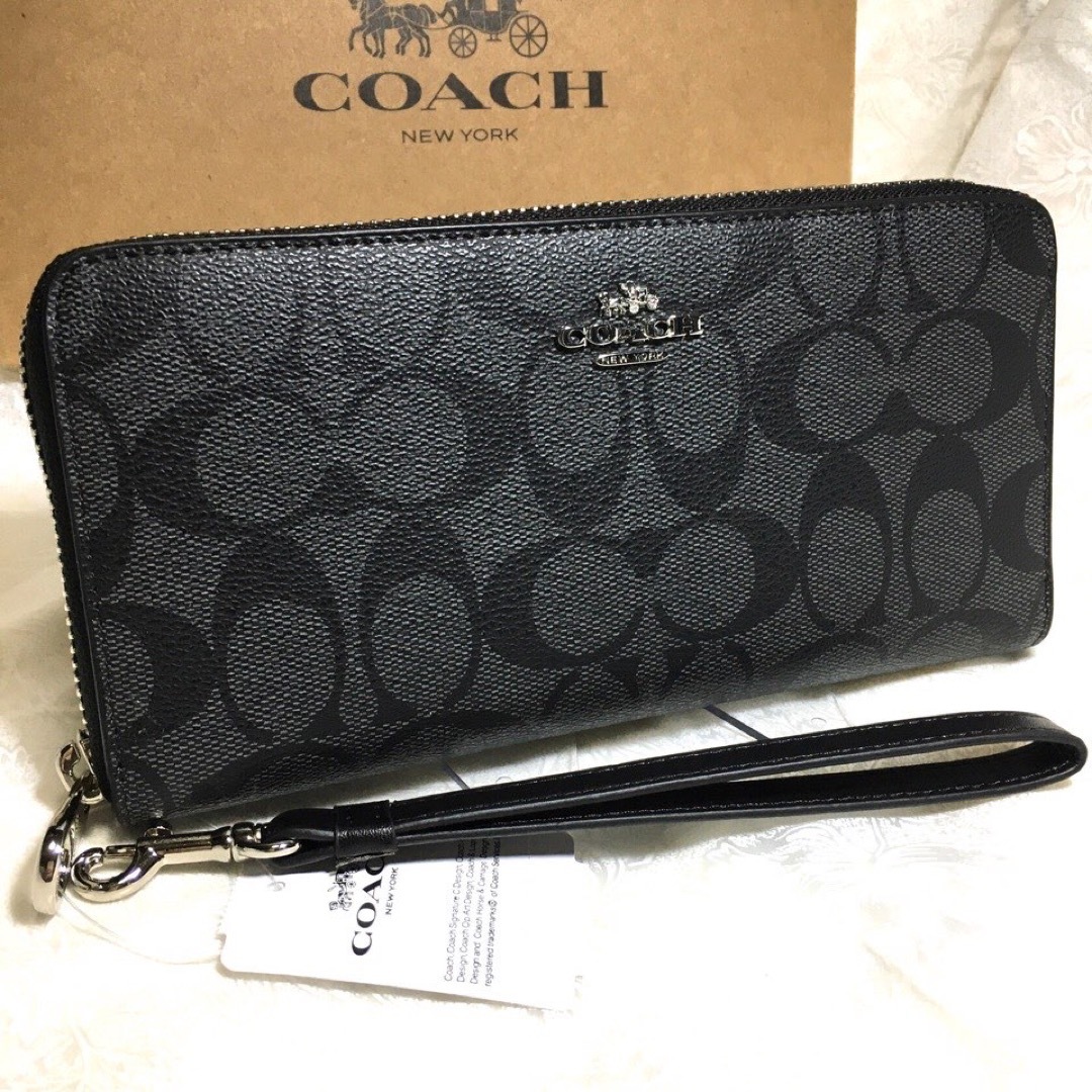 COACH(コーチ)のギフト⭕️ コーチ 人気のブラック×チャコール 男女 長財布 メンズのファッション小物(長財布)の商品写真