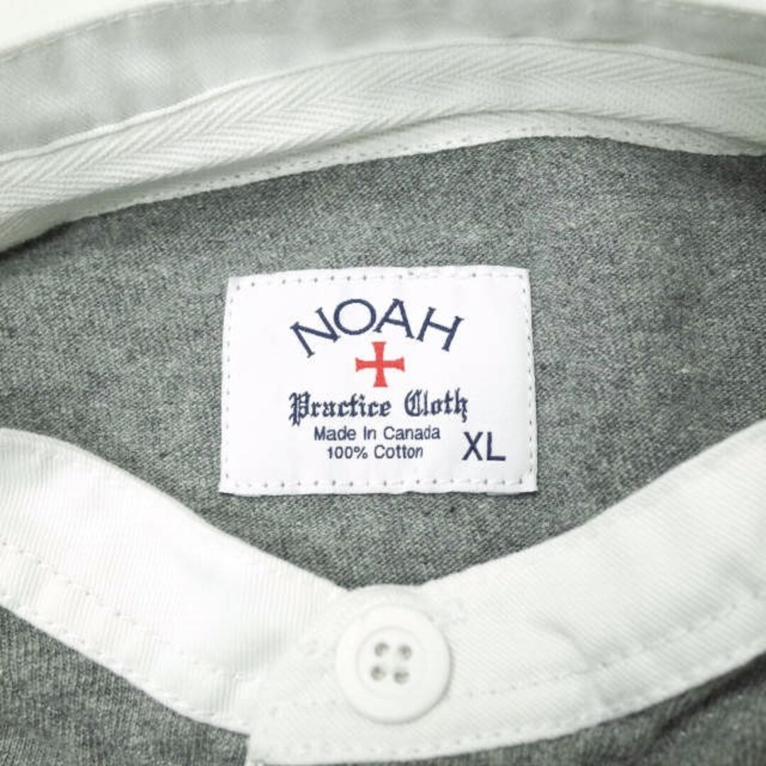 NOAH NYC ノア ニューヨーク 23SS カナダ製 ノーカラーラガーシャツ 23071122003510 XL グレー 半袖 ライン スタンドカラー Tシャツ トップス【NOAH NYC】