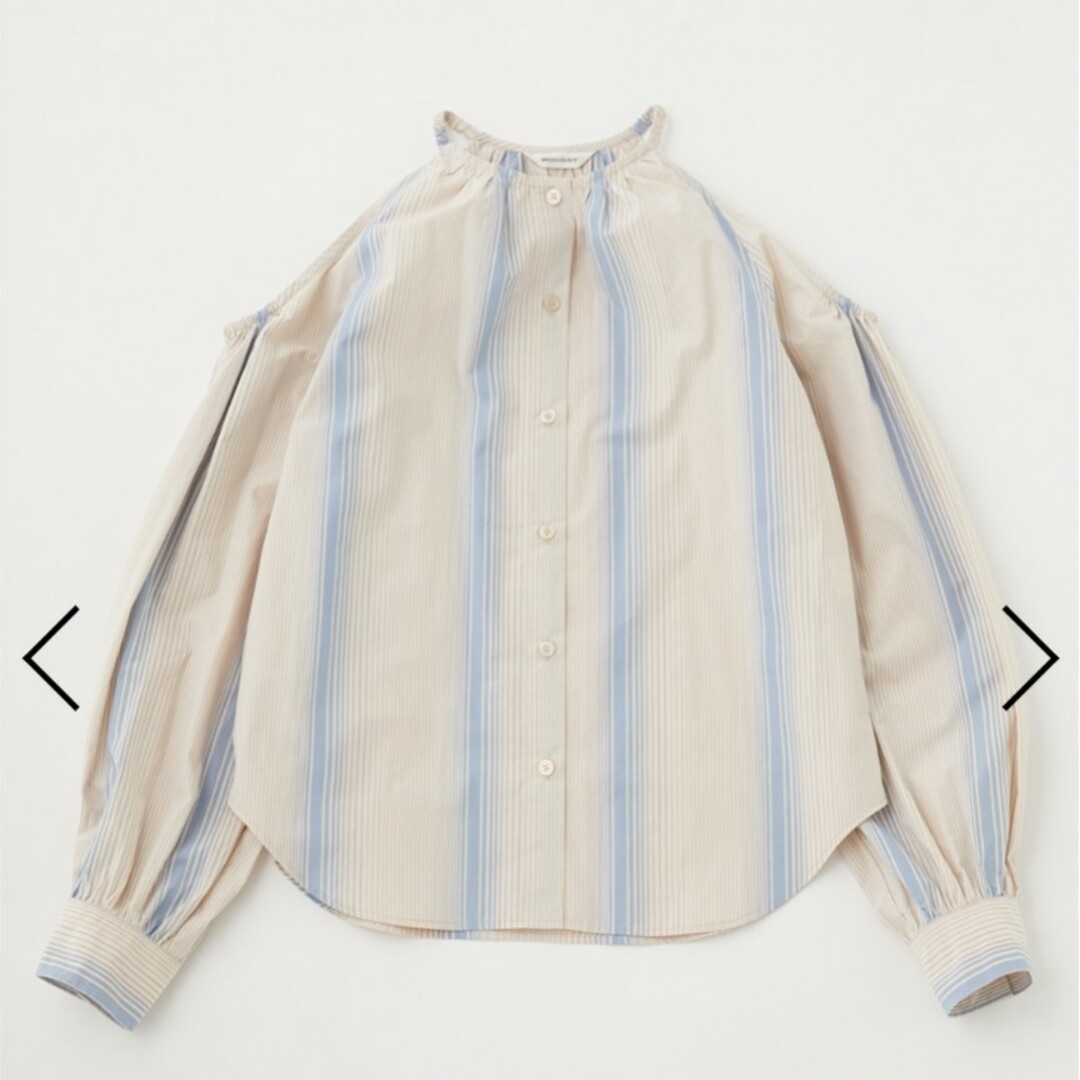 moussy(マウジー)のOPEN SHOULDER STRIPE ブラウス レディースのトップス(シャツ/ブラウス(長袖/七分))の商品写真