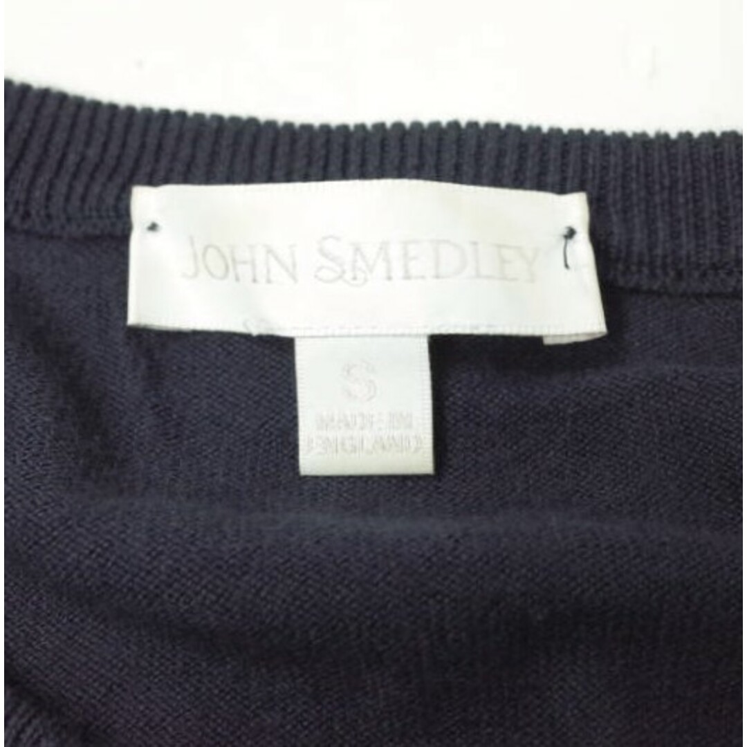 JOHN SMEDLEY(ジョンスメドレー)のJOHN SMEDLEY ジョンスメドレー イギリス製 シーアイランドコットンクルーネックカーディガン S ネイビー ニット ハイゲージ トップス【中古】【JOHN SMEDLEY】 レディースのトップス(カーディガン)の商品写真