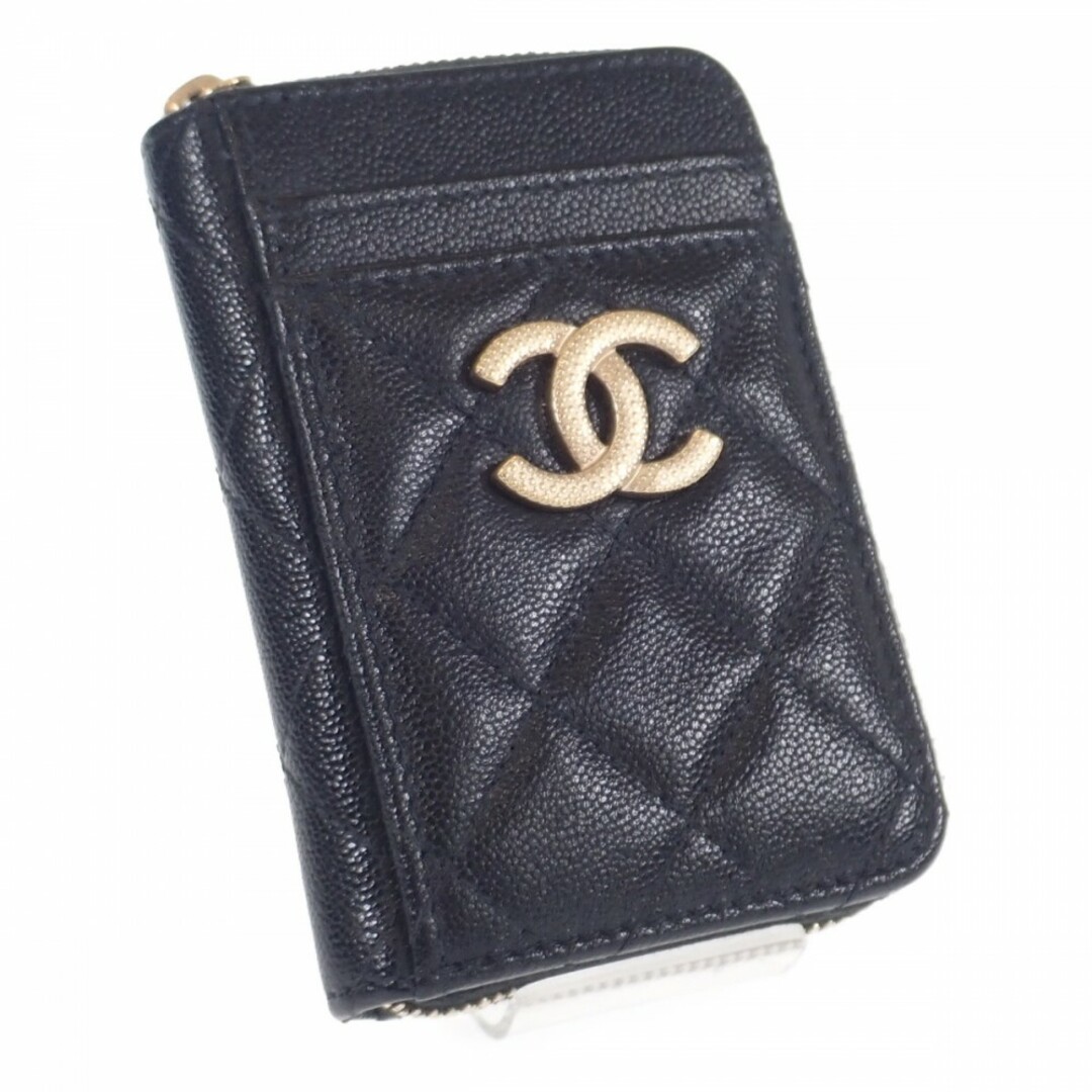 【ABランク】CHANEL シャネル ジップカードコインケース 小銭入れ カードケース AP2966 シャイニーグレインドカーフスキン ブラック【ISEYA】