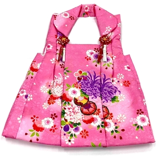 ☆新品未使用☆女の子　3歳　七五三・和装　ピンク系花模様　被布コート(和服/着物)