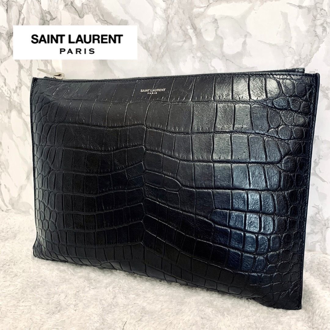 SAINT LAURENT サンローラン クロコ型押し クラッチバッグ