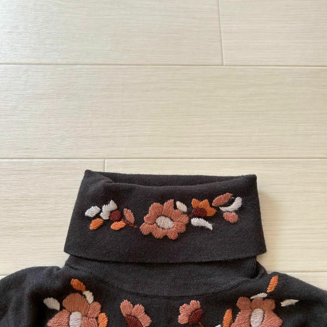 モスキーノ 花柄刺繍 タートルネックニット セーター シルク 美品 40 L