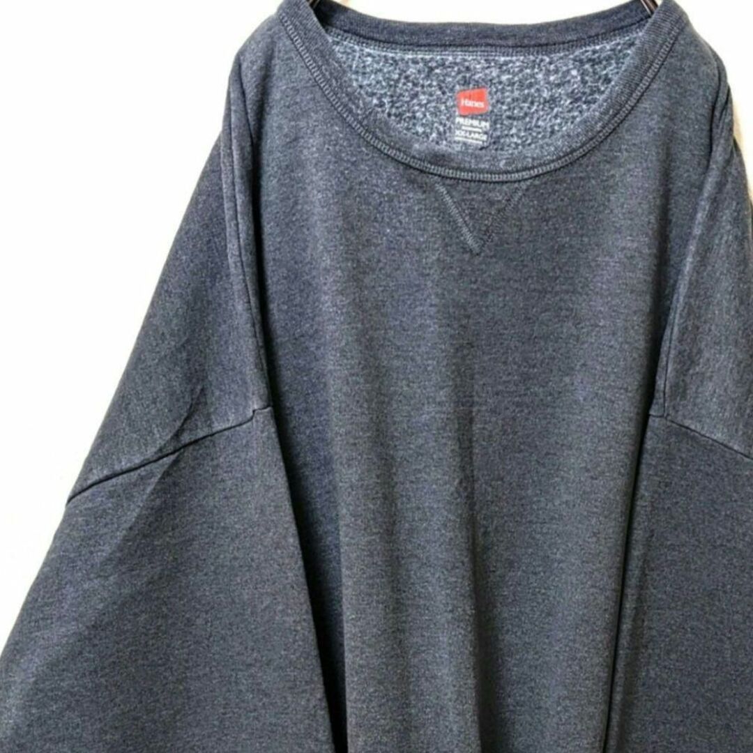 ヘインズプレミアム 無地 スウェット グレー 灰色 2XL