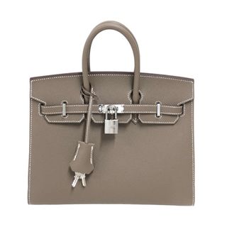 エルメス(Hermes)の　エルメス HERMES バーキン25 外縫い Ｕ刻 エトゥープ シルバー金具 エプソン レディース ハンドバッグ(ハンドバッグ)