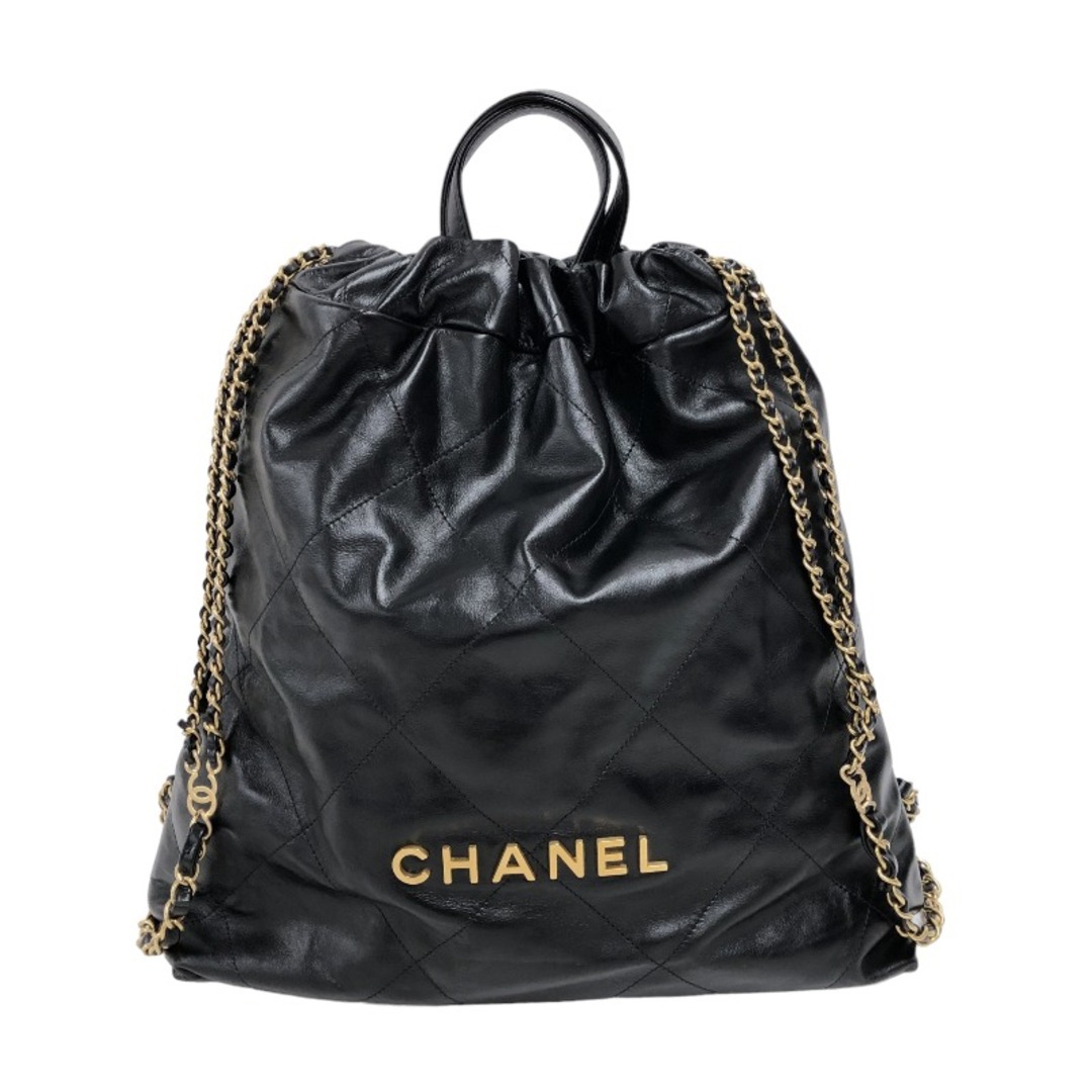 約8cmショルダーシャネル CHANEL ＣＨＡＮＥＬ22 バックパック AS3313 ブラック ゴールド金具 カーフスキン レディース ショルダーバッグ