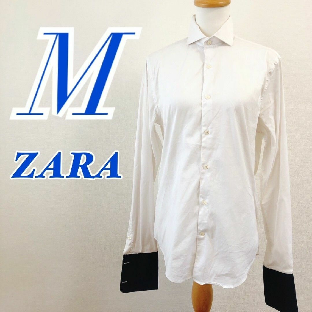 ZARA MAN ザラ　長袖シャツ　フォーマル　オフィスカジュアル　ホワイト　M | フリマアプリ ラクマ