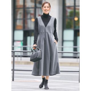 ユニクロ(UNIQLO)の【3XL】ブラッシュドジャージージャンパースカート【大きいサイズ】(ロングワンピース/マキシワンピース)