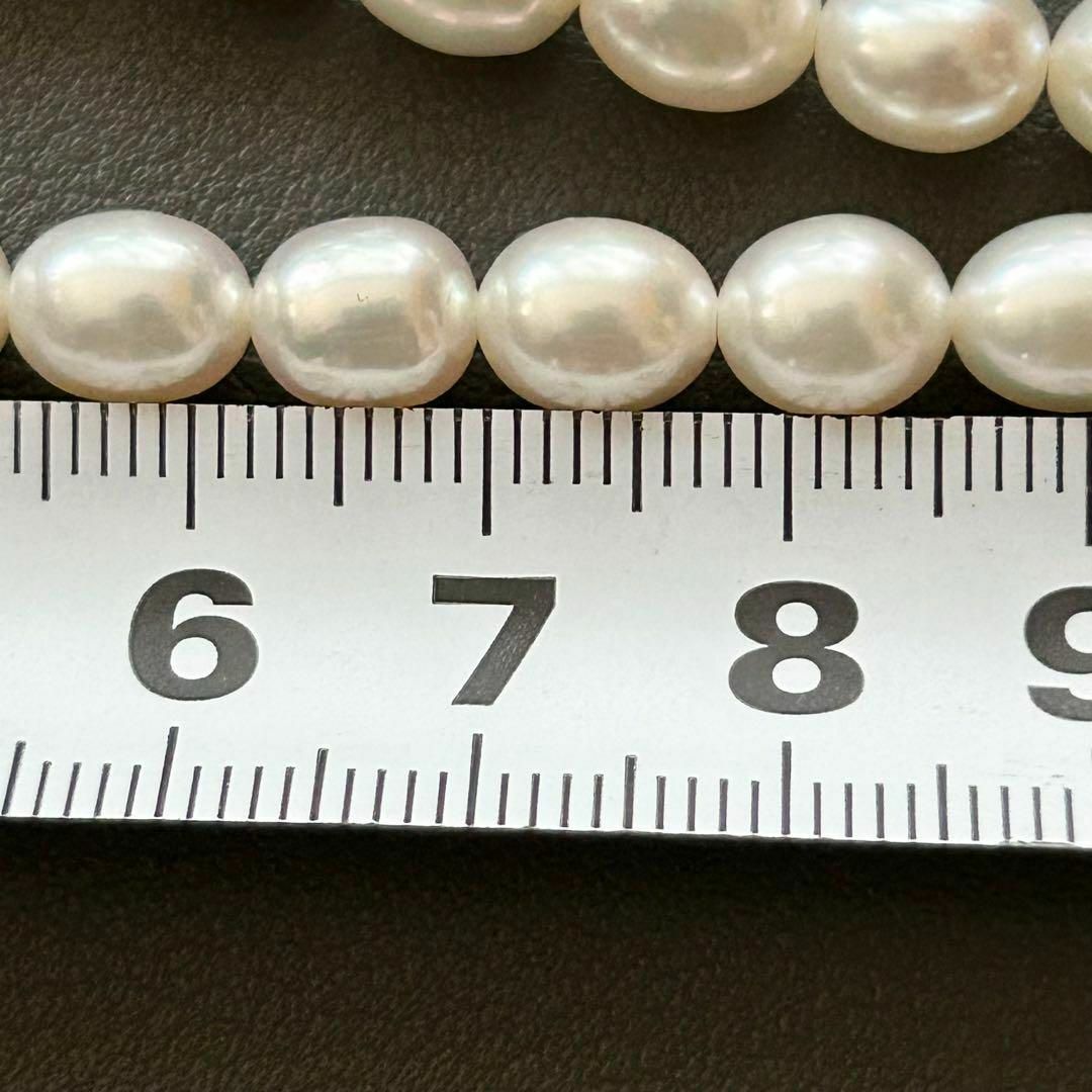 本真珠 パール ネックレス ロング シルバー留め具 美品 8mm玉